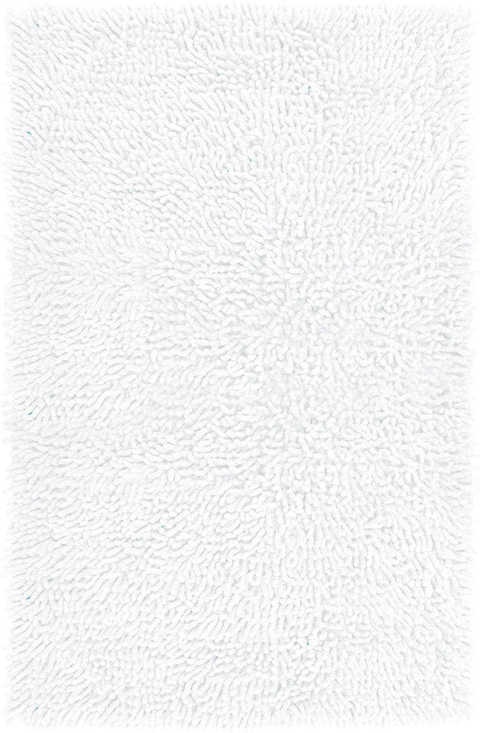 Badematte Chenille Lashuma, Höhe 20 mm, fußbodenheizungsgeeignet, Baumwolle, rechteckig, Weißer Badvorleger saugfähig 50x80 cm