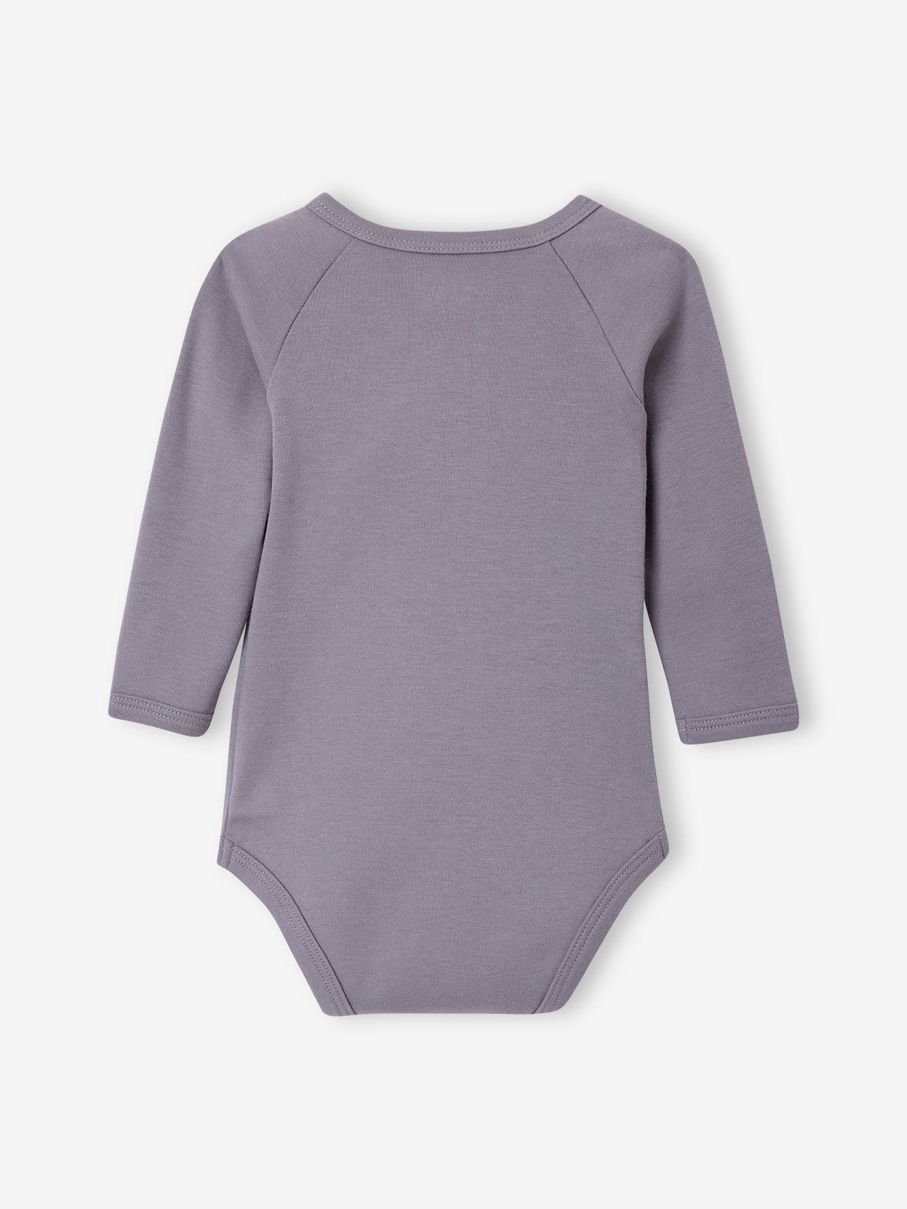 Lot de 2 bodies manches longues bébé ouverture naissance bleu grisé