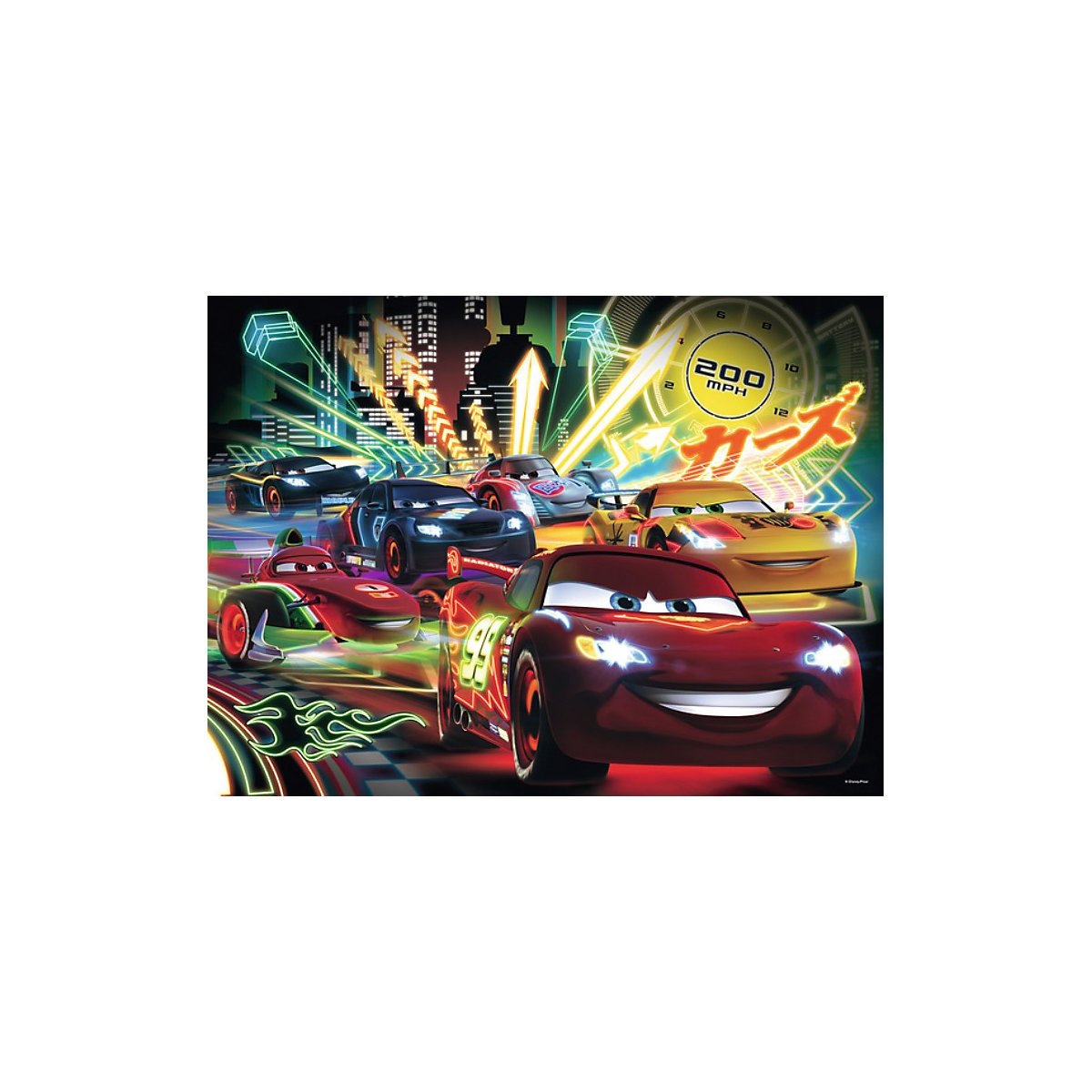 Puzzle, 100 Teile XXL, 49x36 cm,   Cars Neon