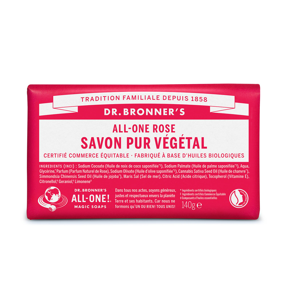 Dr Bronner's Dr Bronner's - Savon solide Rose - 140g Savon solide
