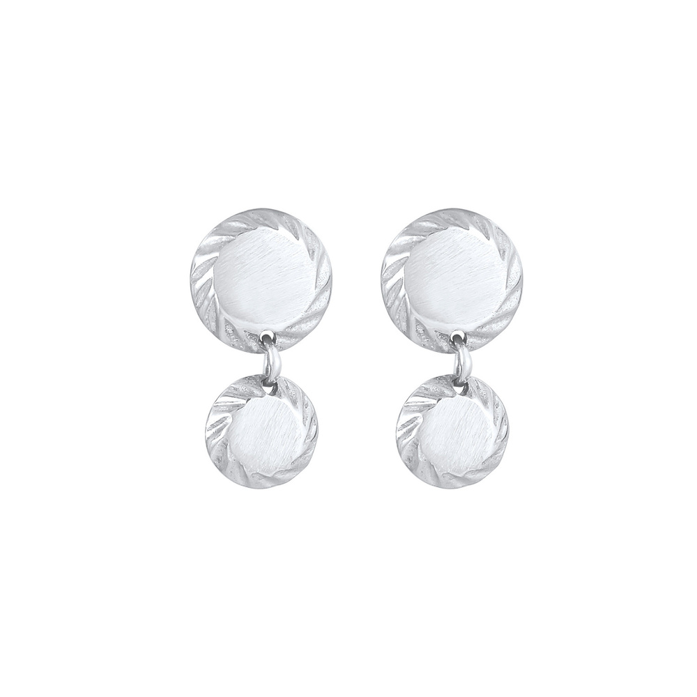 Elli Elli Boucles d'Oreilles Boucles d'oreilles dames disque rond brillant en argent s Boucles d'oreilles