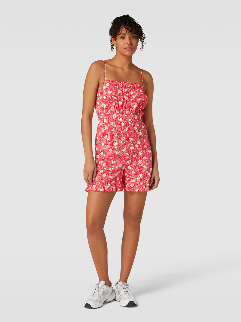 Playsuit mit Allover-Muster aus reiner Viskose Modell 'NOVA' in hellrot