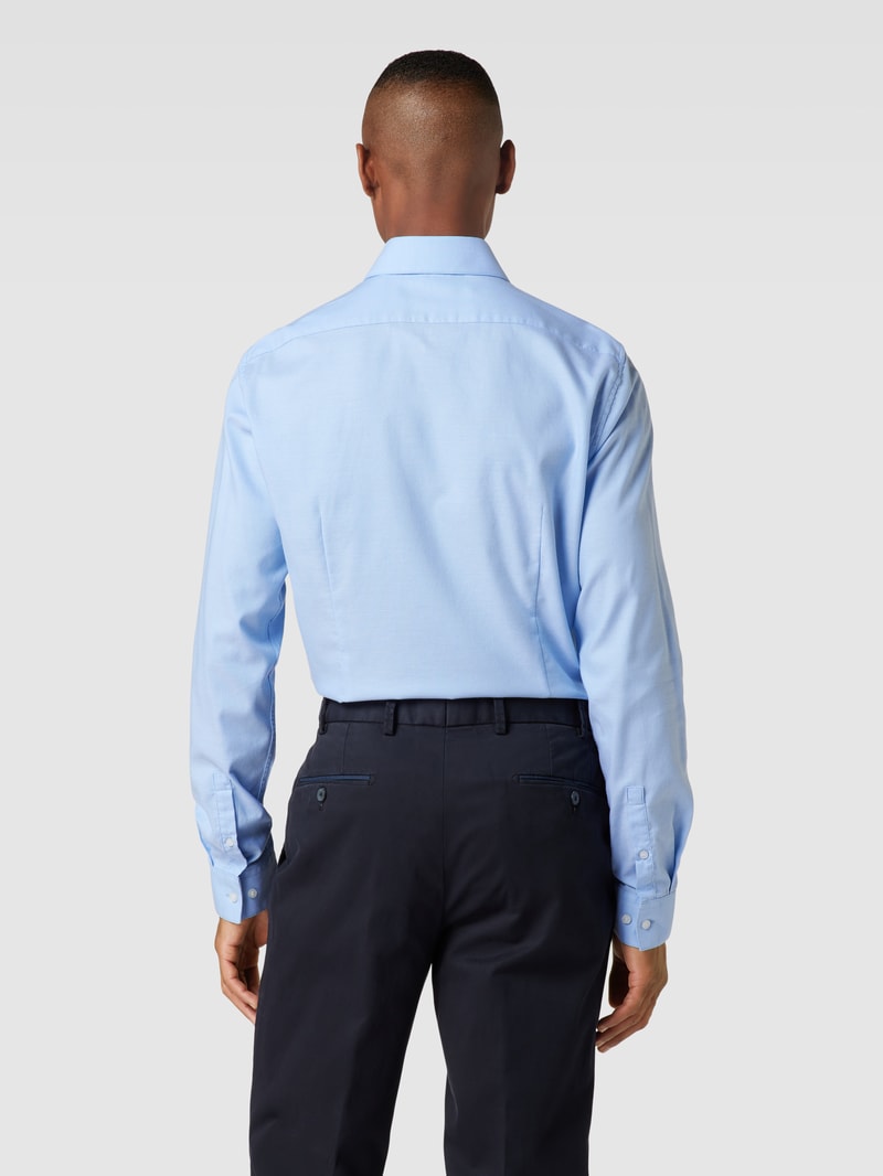 Slim Fit Business-Hemd mit Label-Stitching Modell 'Bari' in bleu
