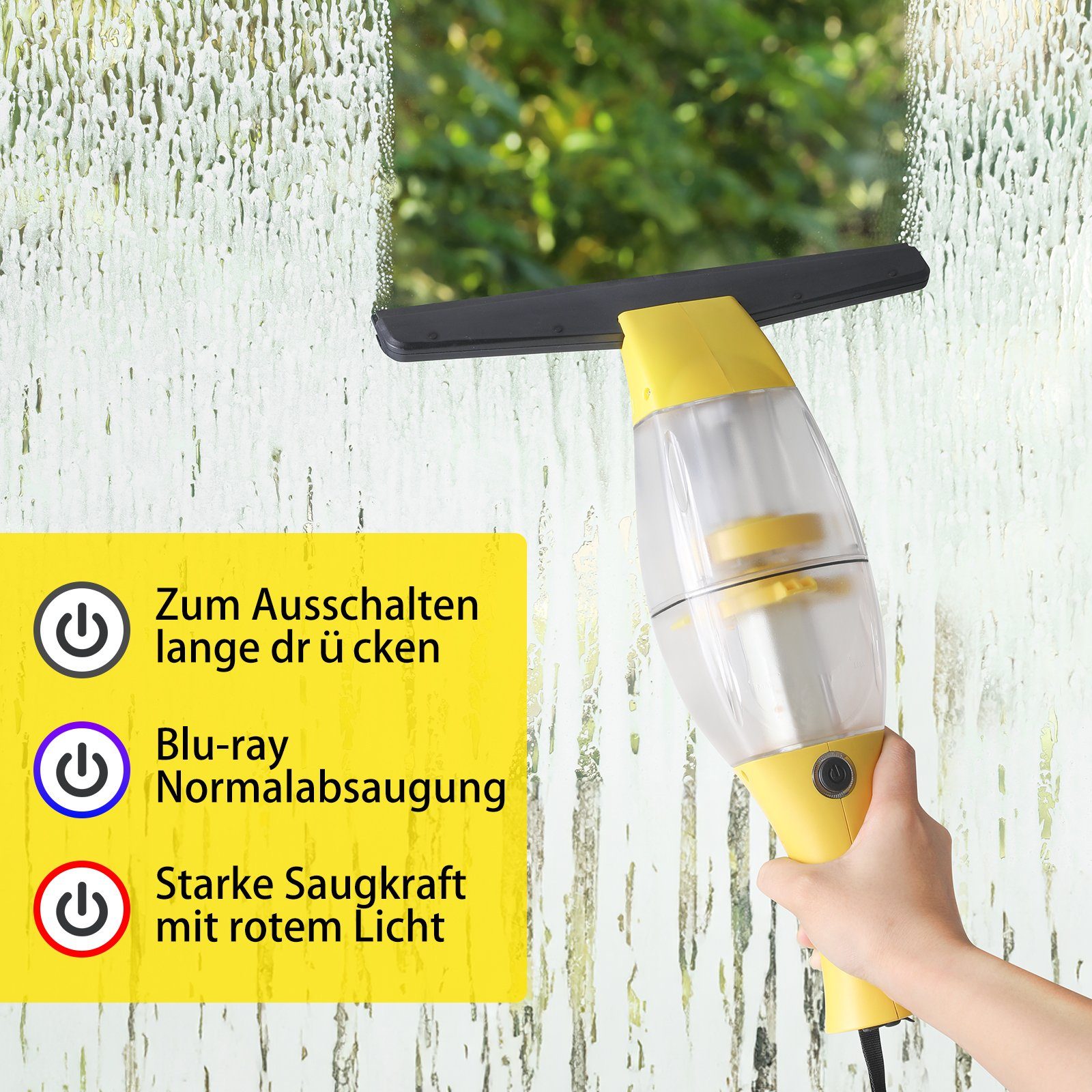 TLGREEN Fenstersauger Akku Fenstersauger mit Teleskopstiel, Sprühflasche mit Mikrofaserbezug