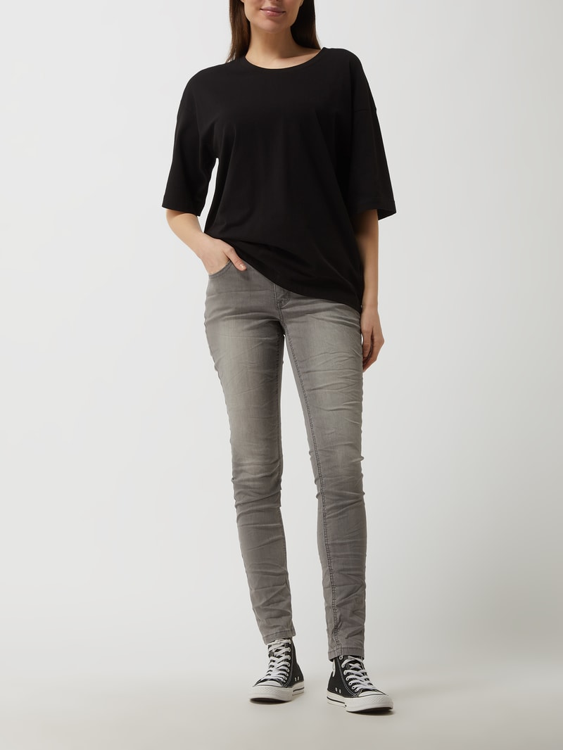 Slim Fit Jeans mit Viskose-Anteil Modell 'Tummyless' in hellgrau
