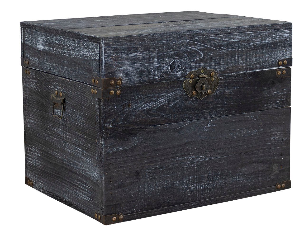 Kistenkolli Altes Land Allzweckkiste Holztruhe Elsa schwarz shabby Schatztruhe Holzkiste mit Deckel Aufbewa