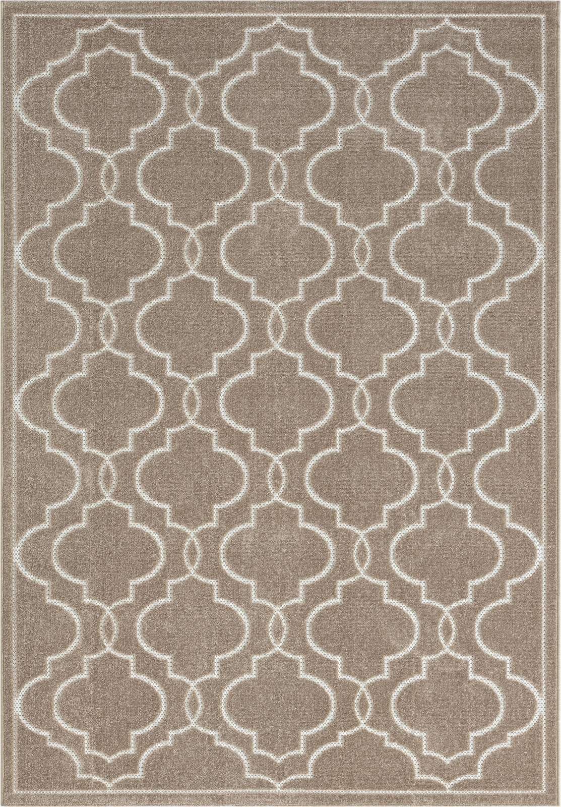 Teppich Outdoor & Indoor Teppich wetterfest waschbar Florentiner Design, TaCa Home, rechteckig, Höhe: 5 mm, Terrasse Balkon Garten Wohnzimmer Bad Küche, Beige - 80x150cm