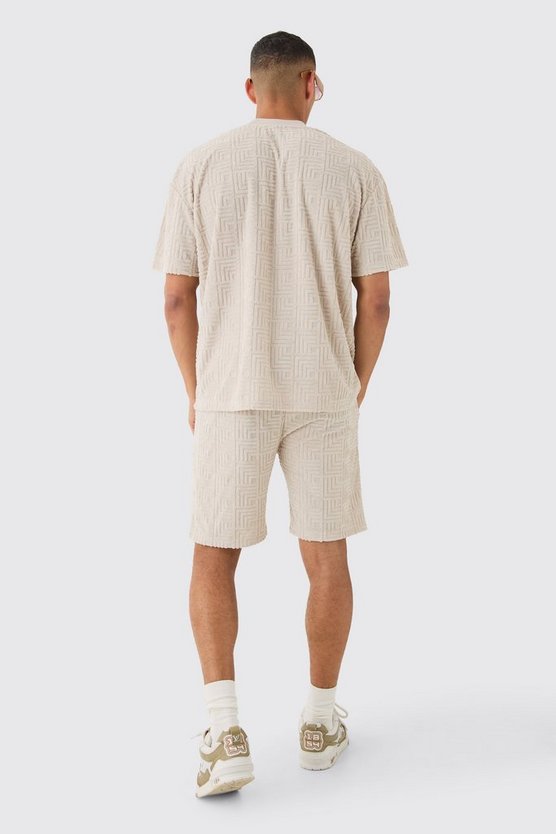 Oversize Geo Frottee Jacquard T-Shirt & Shorts