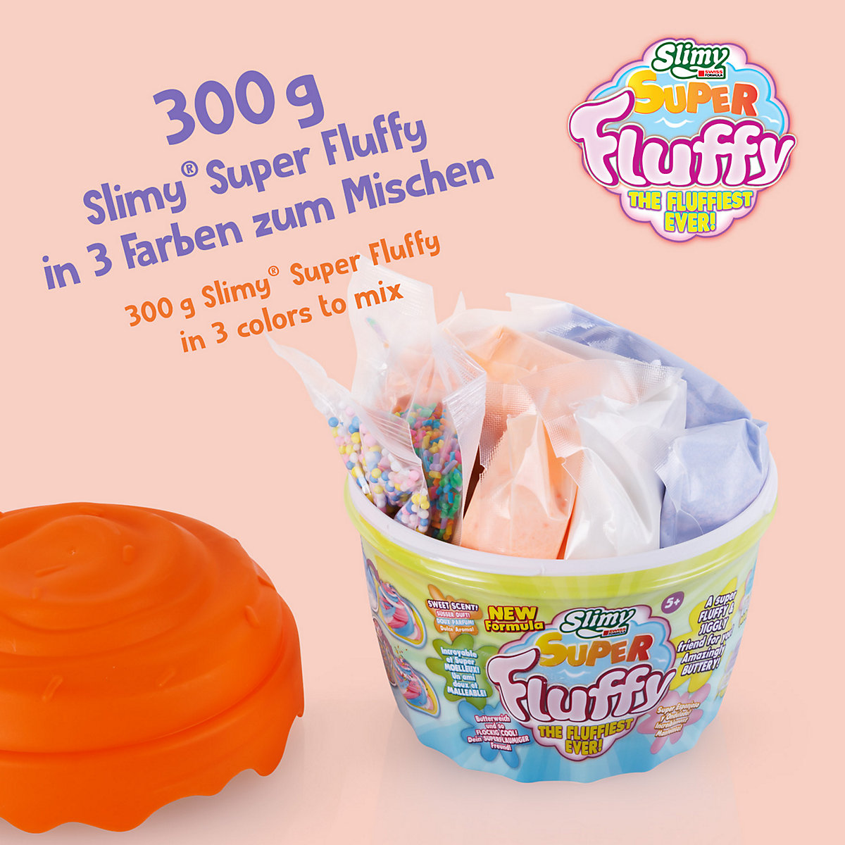 SLIMY® Super Fluffy 300g Spielmasse im Cup Cake-Becher - der flaumigste Original Slimy Slime, lustig duftende Schleim Knete für Kinder
