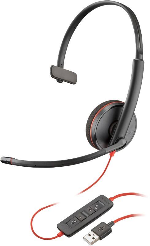 poly Blackwire Headset Kopfbügel mit Mikrofon Mono 3210 Schwarz
