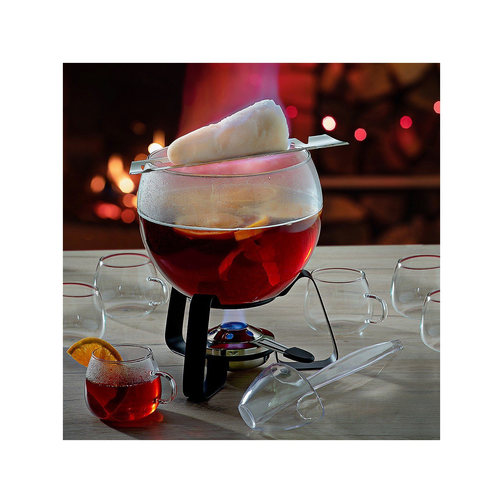 kela Bowle-Set Juntos, Feuerzangenbowle-Set 15-tlg inkl. Brenner & 3mal Sicherheitsbrennpaste