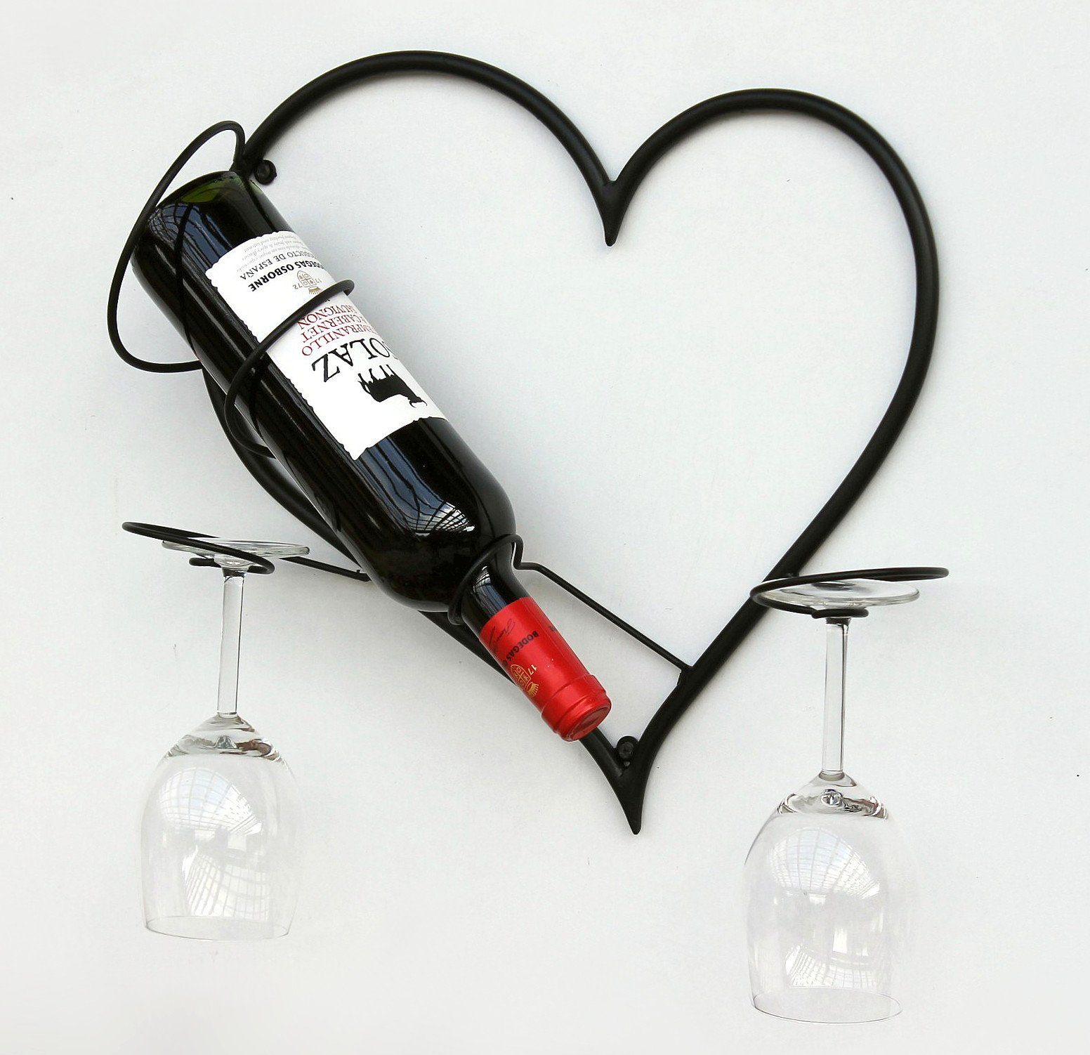 DanDiBo Weinregal Weinregal Mit Glashalter Metall Wand Herz Flaschenständer 38 cm Flaschenhalter Wandmontage