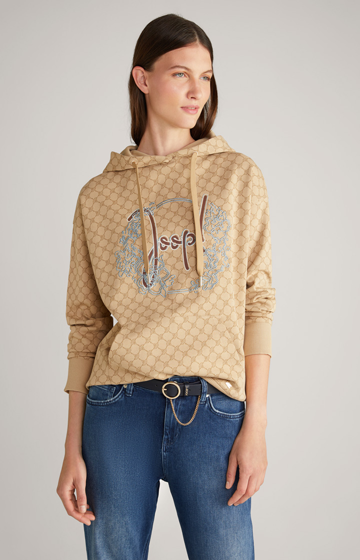 Hoodie in Beige gemustert