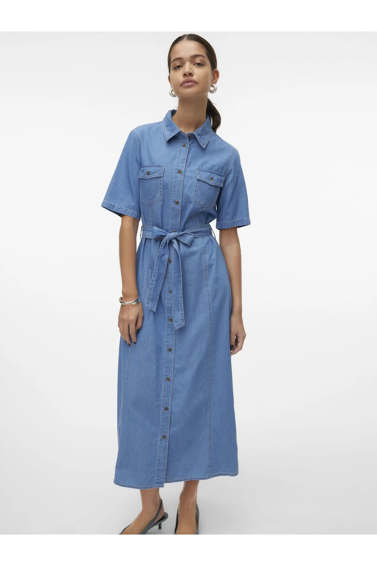 Vero Moda  Jeanskleid VMVIO Langes Kleid