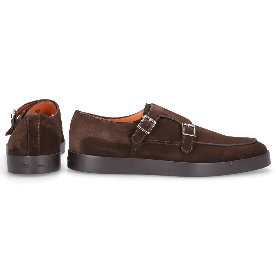 Santoni - Monk Schuhe 16384 Veloursleder - braun