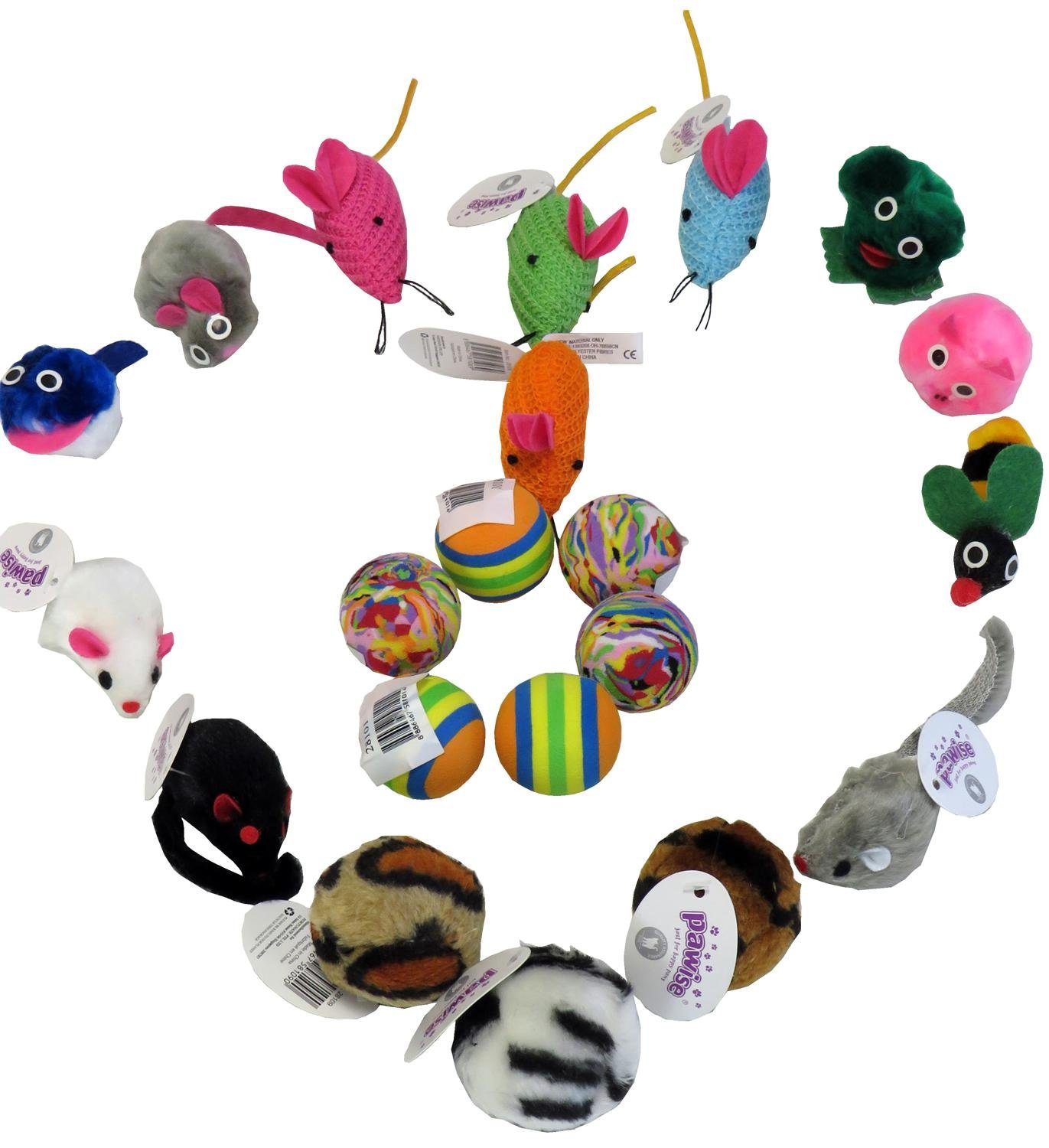PETGARD Tierkuscheltier Katzenspielzeug Set, Plüsch, Gummi, (1-tlg) Katzenspielzeug Cat Toy mit Bällen und Mäusen 21-teilig