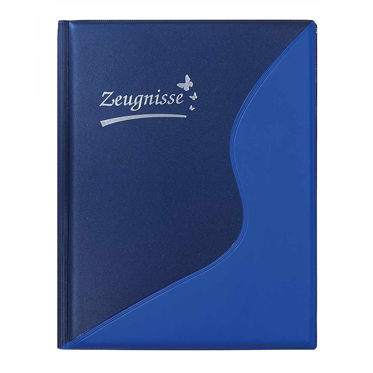 Ringbuch/Zeugnismappe A4 blau, wattiertes Cover, inkl. 12 Klarsichtfolien