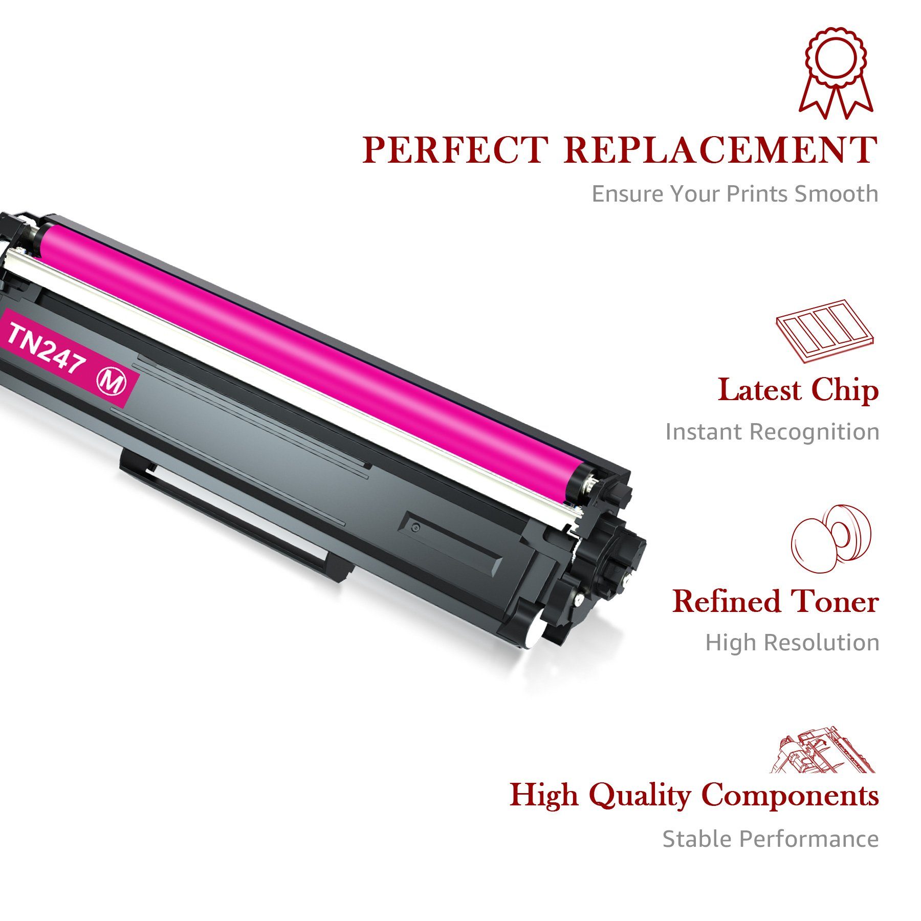 Toner Kingdom Tonerpatrone 5pk TN247 TN-243 Multipack, (für Brother MFC-L3710CW MFC-L3730CDN MFC-L3740CDN MFC-L3750CDW MFC-L3770CDW HL-L3210CW HL-L3230CDW), HL-L3270CDW HL-L3280CDW DCP-L3510CDW DCP-L3550CDW