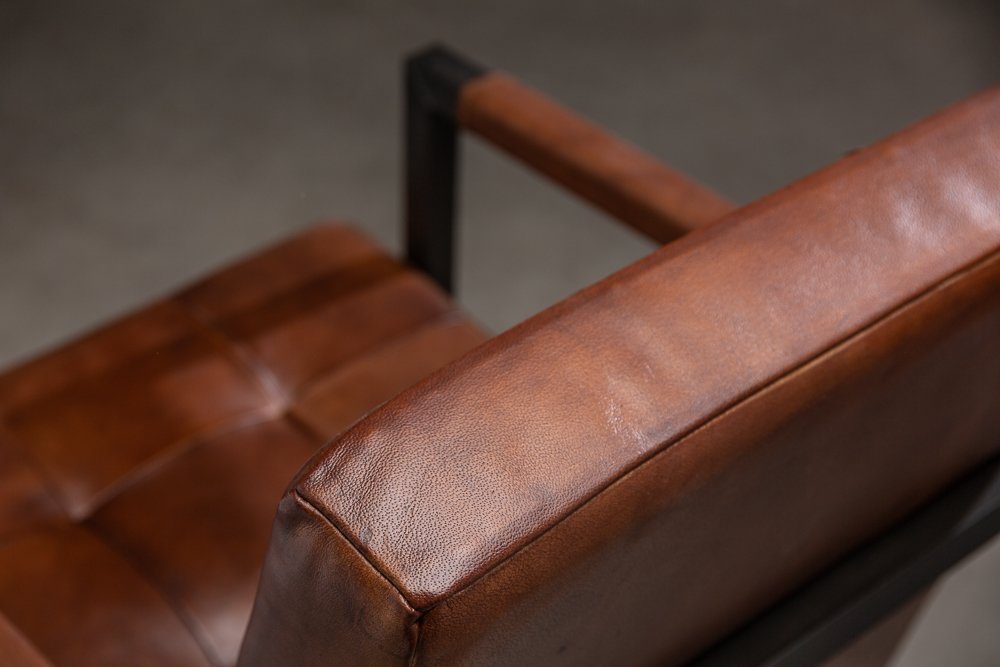 riess-ambiente Freischwinger GRAND BUFFALO braun / schwarz, Esszimmer · Leder · Metall · mit Armlehne · Industrial Design