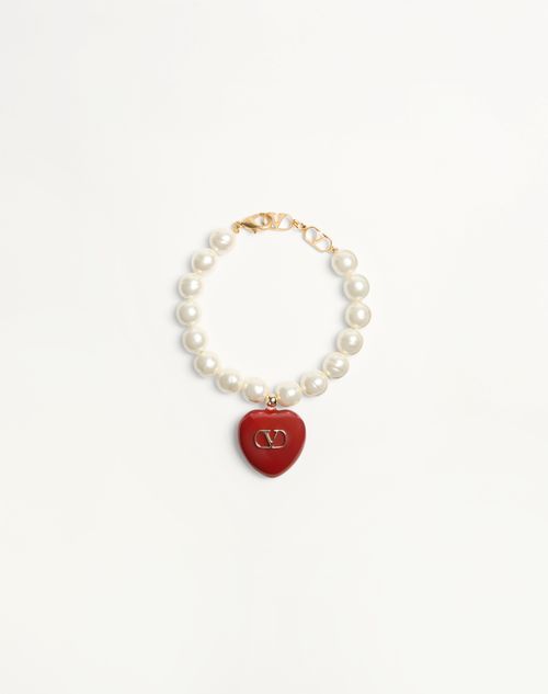 Pulseira Coeur Royal em metal, esmalte e pérolas.