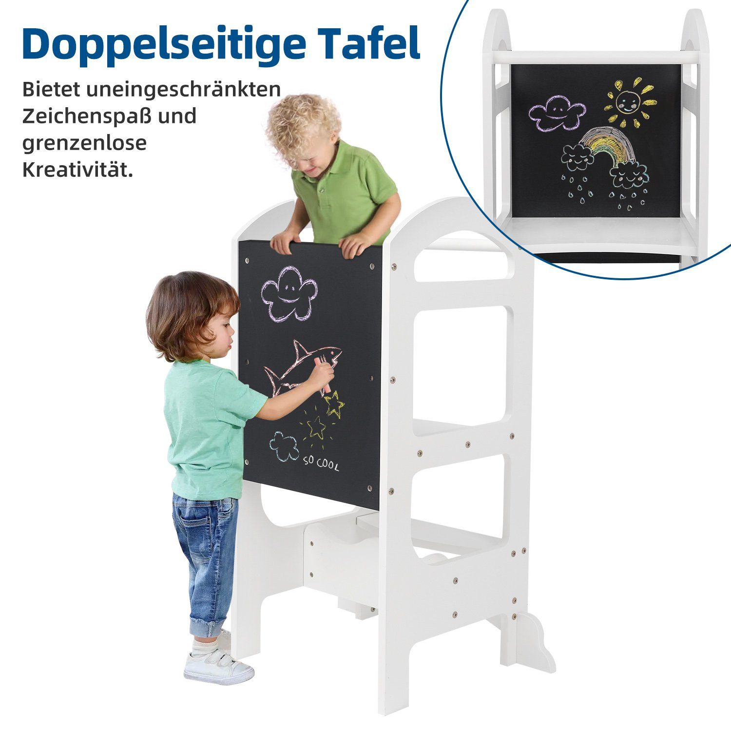 Ezebaby Stehhilfe Lernturm Für Kinder 1+ Tritthocker Lernstuhl Kinderhocker