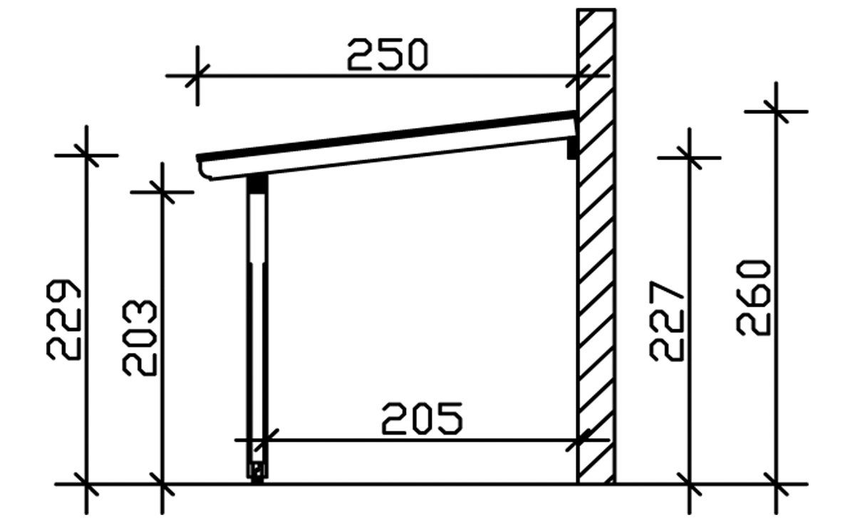 Skanholz Terrassendach Rimini, BxT: 541x250 cm, Bedachung Doppelstegplatten, 541 cm Breite, verschiedene Tiefen
