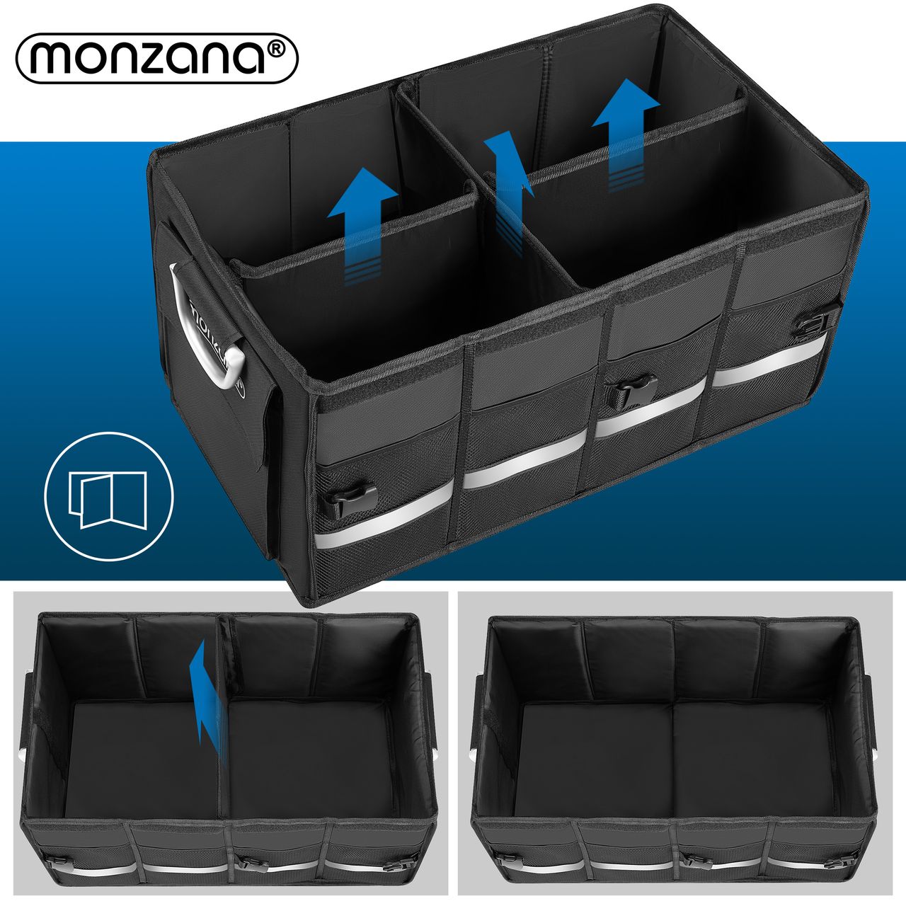 Casaria monzana® Kofferraumtasche Schwarz 60x35x30cm