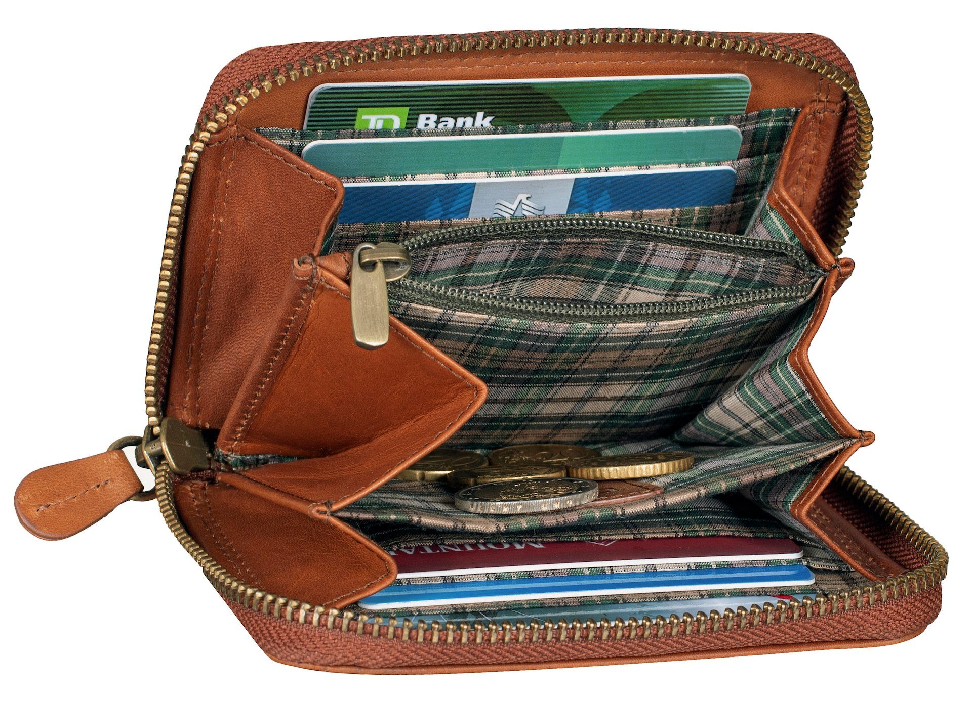 Benthill Geldbörse Klein Leder Mini Geldbeutel Damen RFID Portmonee Slim Portemonnaie, RFID-Schutz Kartenfächer Münzfach Reißverschlussfach