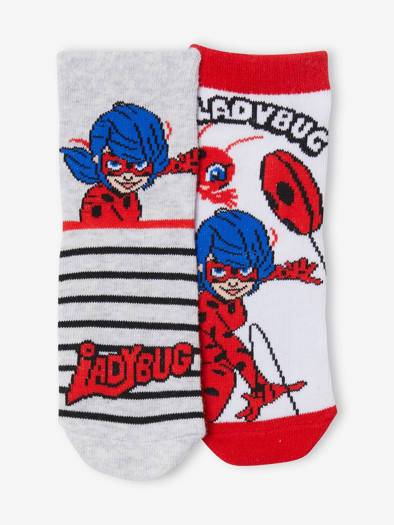 Lot de 2 paires de mi-chaussettes Miraculous® blanc et gris