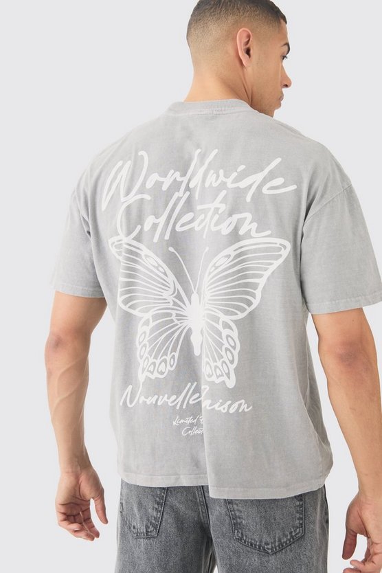 Oversize T-Shirt mit Schmetterlings-Print