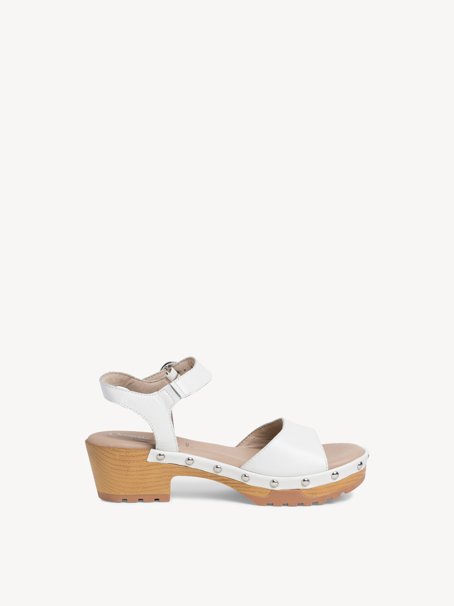 Sandale à talon en cuir - blanc