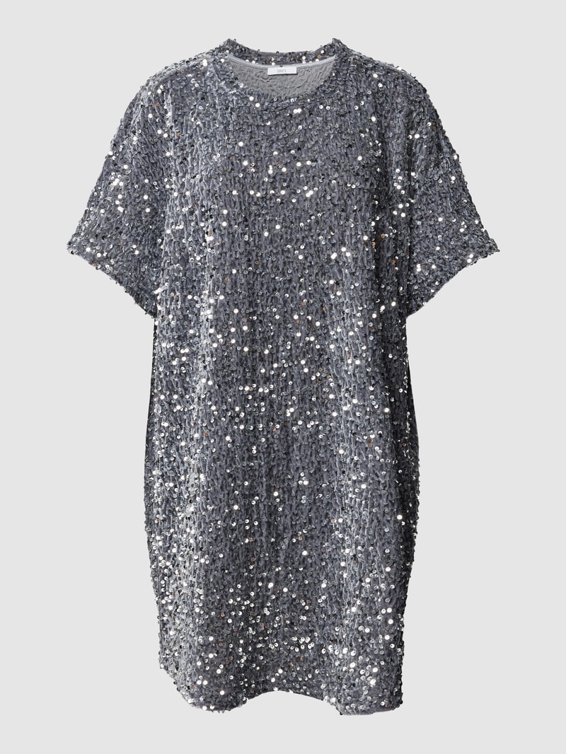 Minikleid mit Rundhalsausschnitt in silber