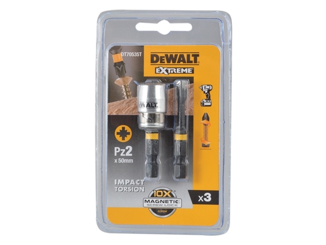 DeWalt Accessoires DT70535T-QZ Extreme Impact Bithouder Maglock + 2 x Bit Pz2 50mm
