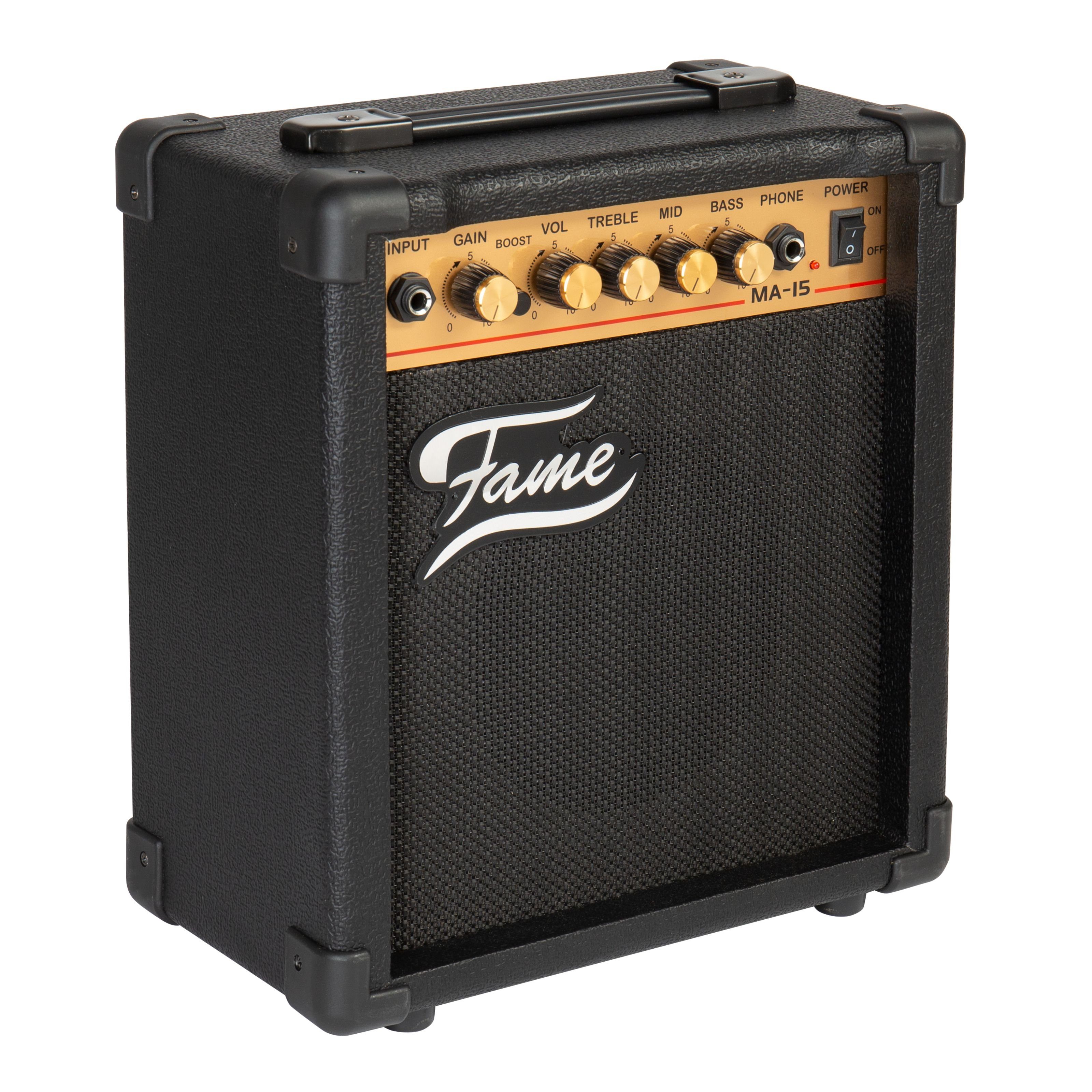 FAME Verstärker (MA-15 Combo Gitarrenverstärker mit 15 Watt Leistung und 3-Band Equali)