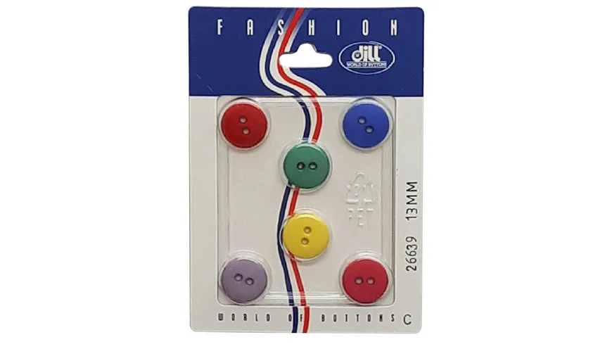Dill 2-loch-Knopf farblich gemischt matt Ø 13mm 6er Pack gemischt