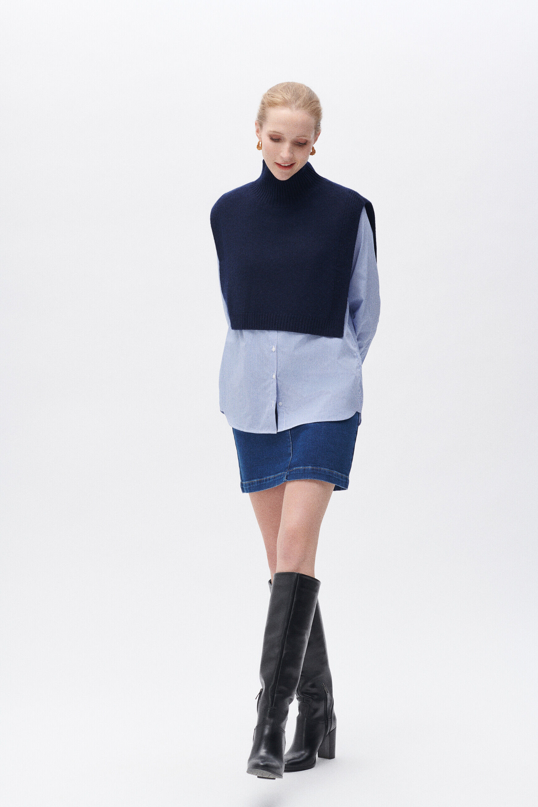Poncho ysee bleu marine femme