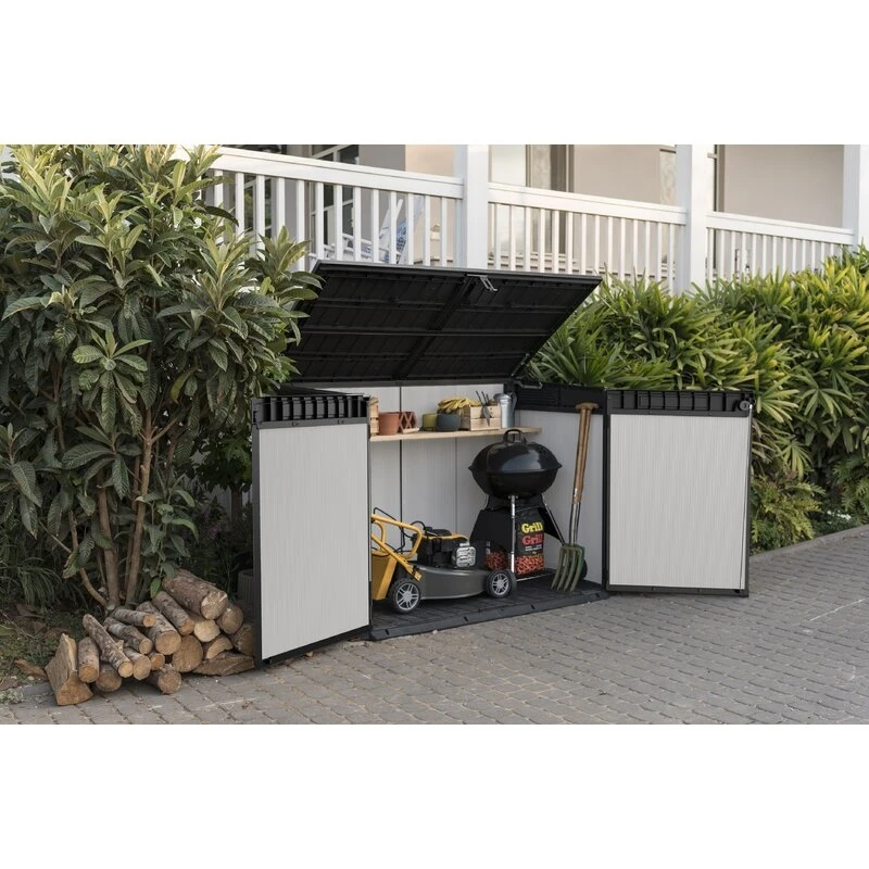 Premier Jumbo 4' 7.5 wide x 2' 8.3 deep resin horizontal trash shed