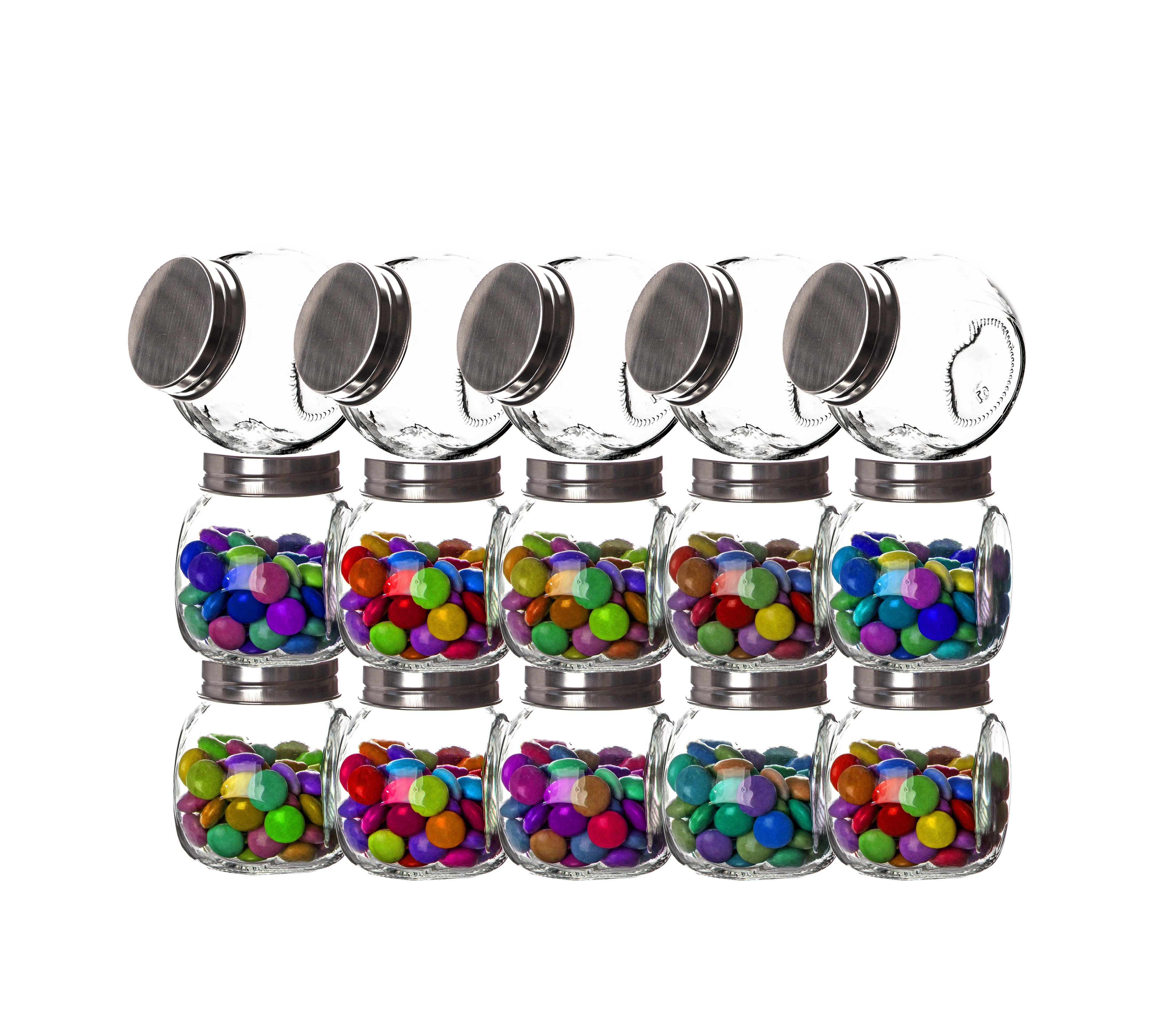 BigDean Gewürzbehälter 12x Gewürzgläser 200ml Gewürzdosen Schraubdeckel Luftdicht Vorratsg, Glas, (12-tlg)