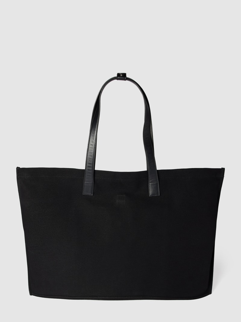 Shopper aus Baumwolle mit Label-Patch in schwarz