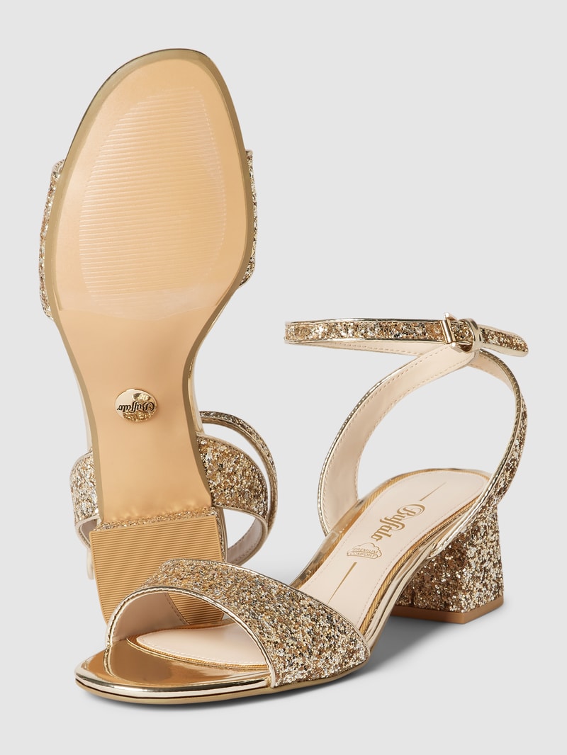 Sandaletten mit Paillettenbesatz in gold