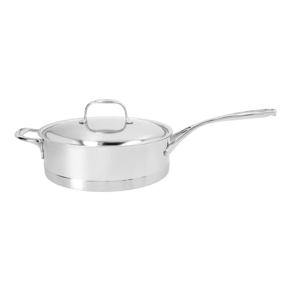 Stieltopf mit Deckel, niedrig 28 cm, 18/10 Edelstahl