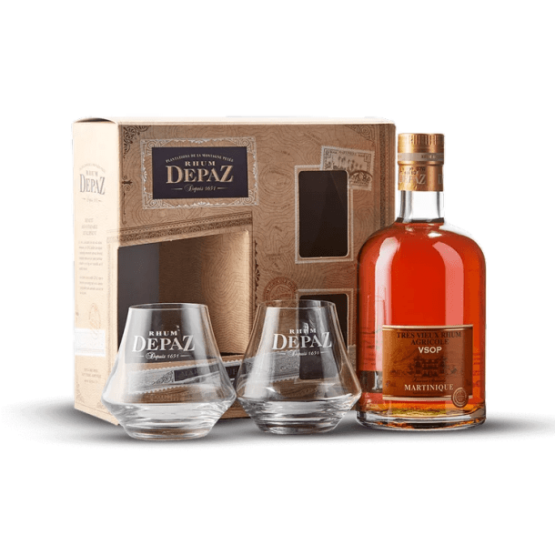 Coffret Depaz VSOP + 2 verres