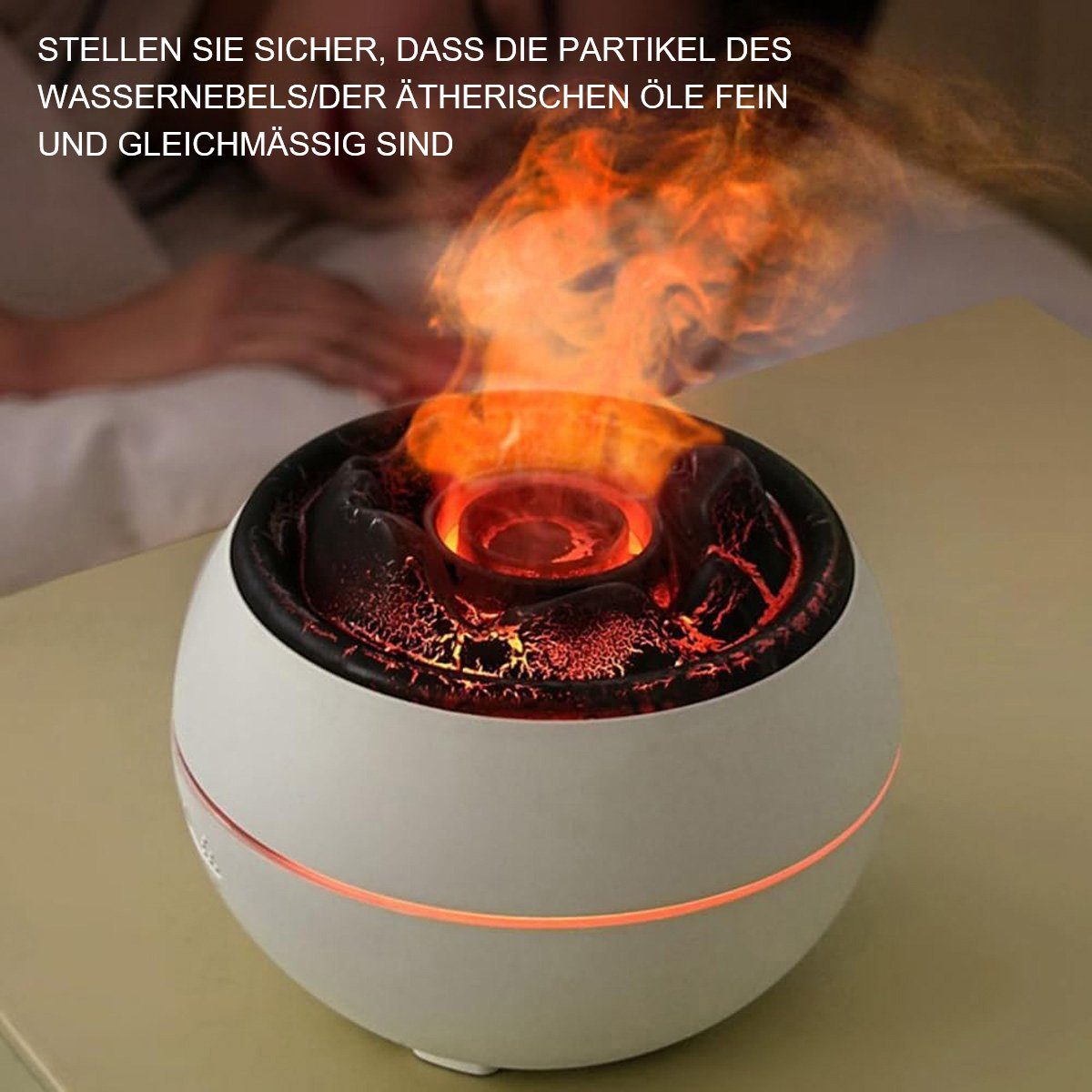 Yoyaxi Luftbefeuchter 360 ml Flammen-Aromatherapie-Diffusor für Zuhause und Schlafzimmer, Großer Luftbefeuchter mit automatischer Abschaltung, LED-Nachtlicht
