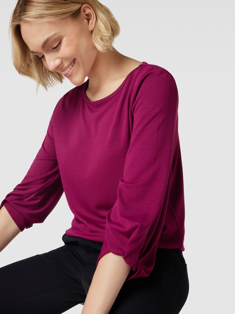 Longsleeve aus Viskose-Mix mit Rundhalsausschnitt in aubergine