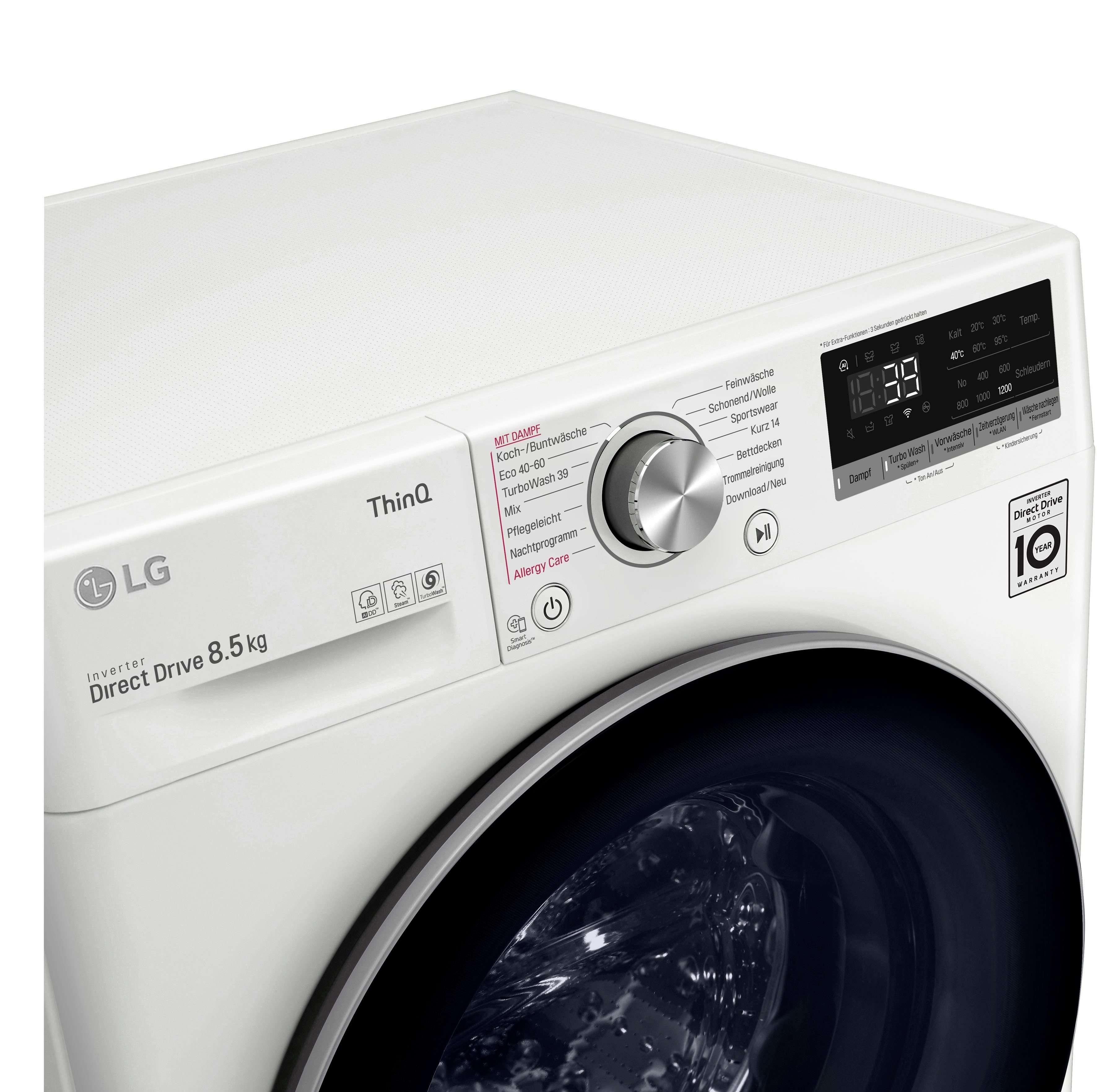 LG Waschmaschine F2V7SLIM8E, 8,5 kg, 1200 U/min, TurboWash® - Waschen in nur 39 Minuten