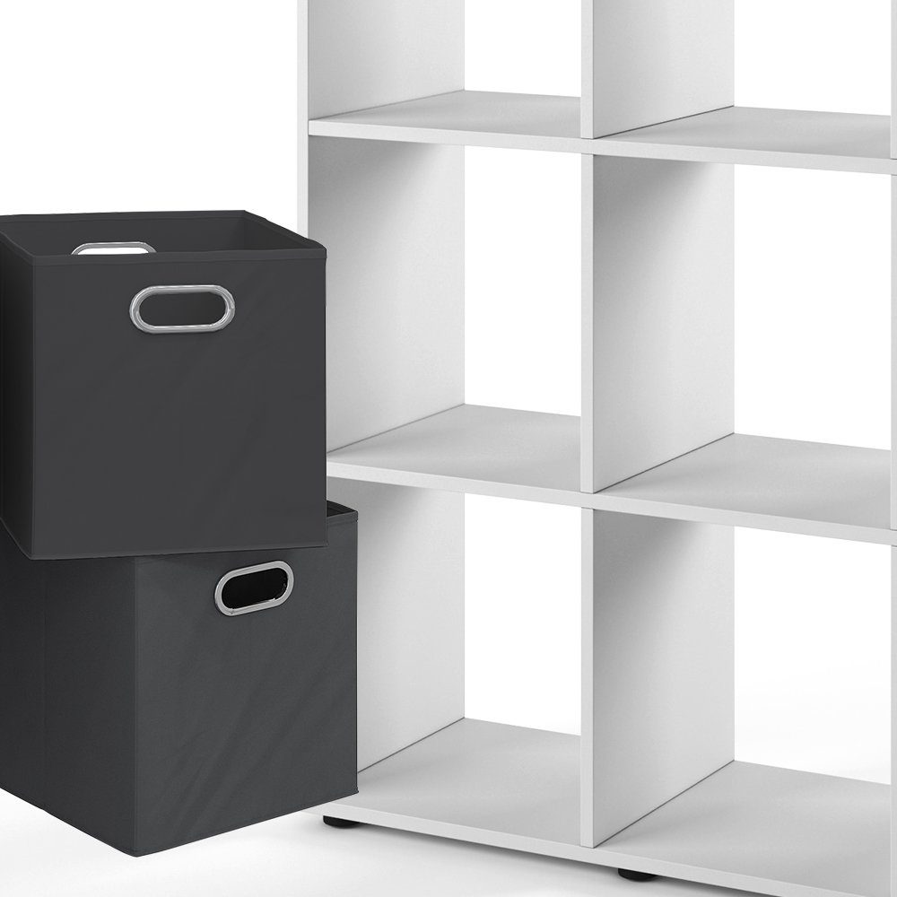 Vicco Raumteiler Würfelregal Standregal KARREE 16 Fächer Weiß inkl. Faltboxen