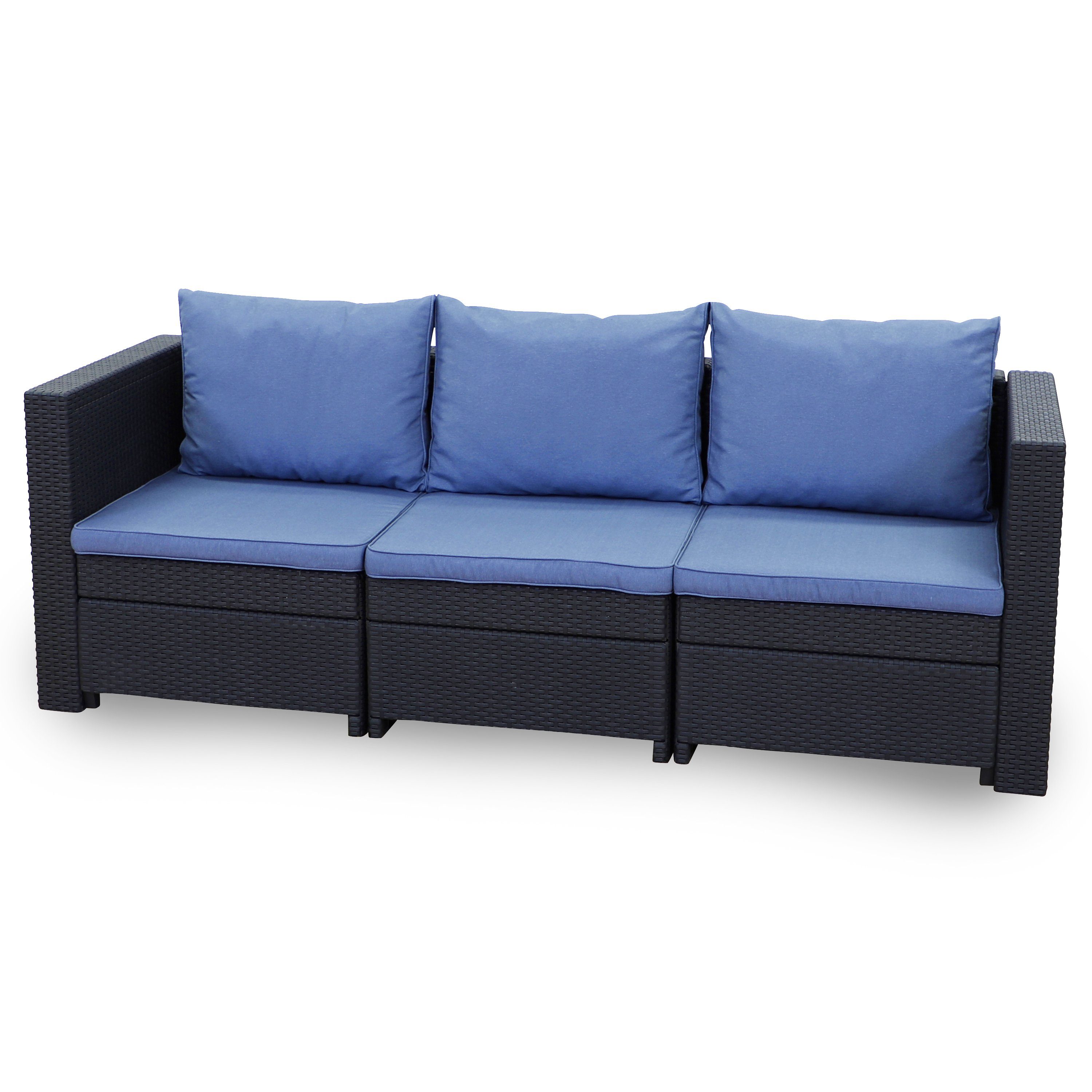 Keter Gartenlounge-Set Keter Provence 3-Sitzer Gartensofa Premium Panama anthrazit mit Kissen
