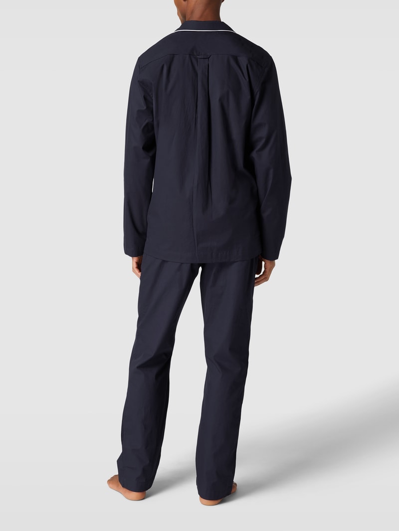 Pyjama mit Label-Stitching in dunkelblau