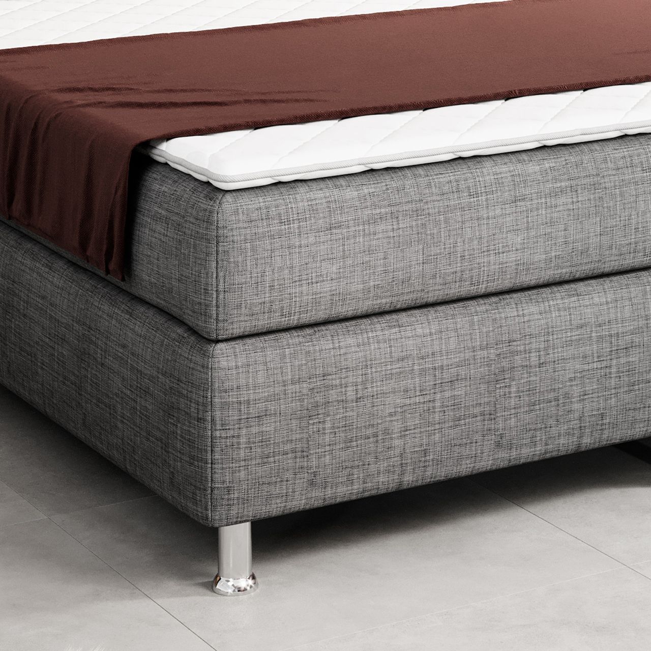 IHG Boxspringbett New York 180x200 cm Webstoff Grau-Anthrazit