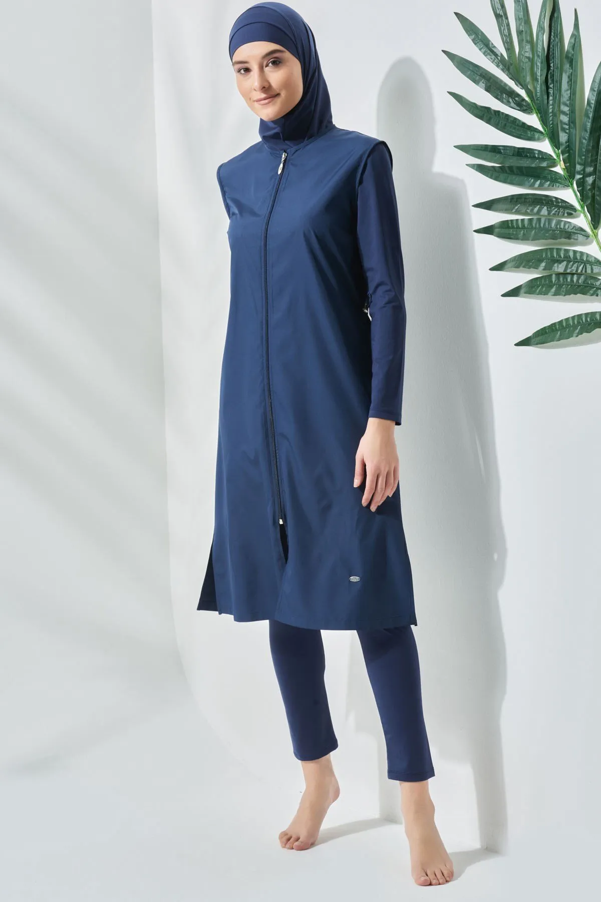 C&City  Langer, vollständig bedeckter Hijab-Badeanzug C13075, Dunkelmarineblau